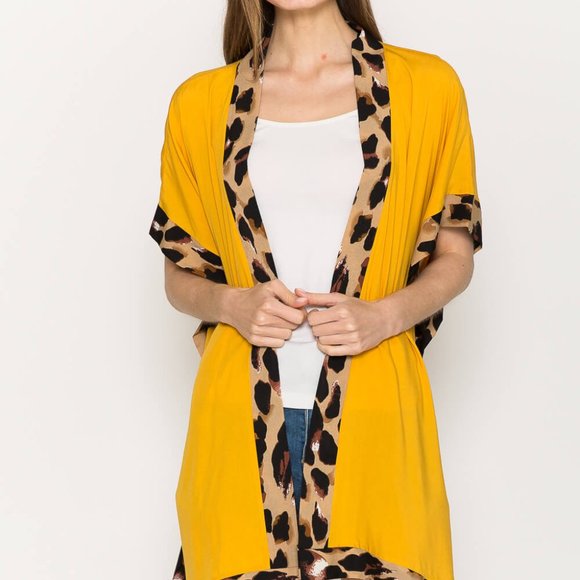 Justin Taylor Contrast Open Front Slit Cardigan - Picture 3 of 6